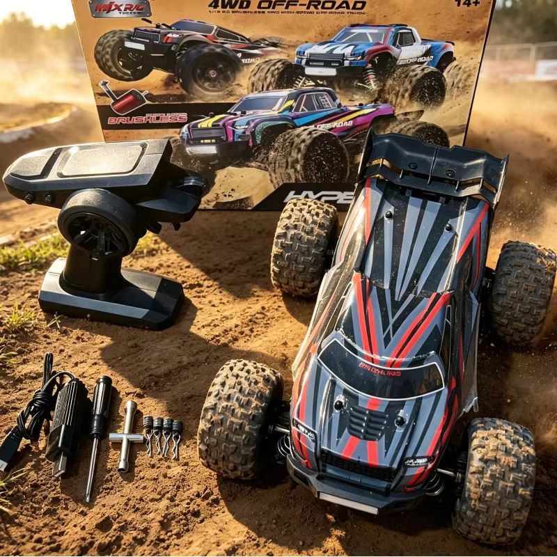 Rc Hobby Grade Monster Truck - MJX Hyper Go 16210 1/16 Donkergrijs